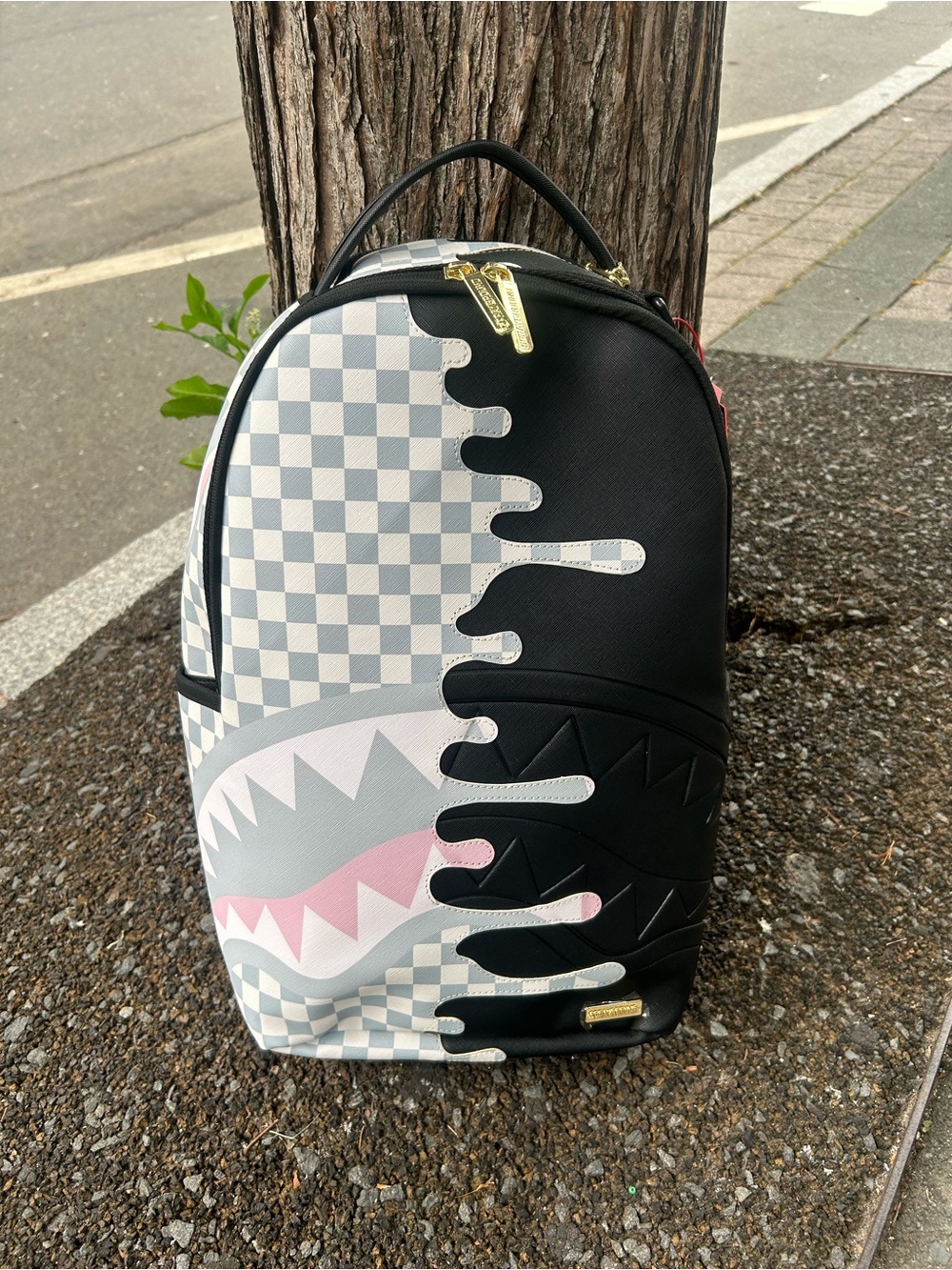 Sprayground Men's Black & White Checker Shark-Graphic Backpack